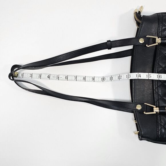 Persaman New York Anabela Quilted Black Leather Satchel Bag Convertible Handles - Picture 5 of 12